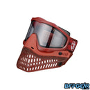 The left facing, angled view of the JT LE ProFlex Birthstone January Garnet paintball mask. Highly limited quantities, only one per person.