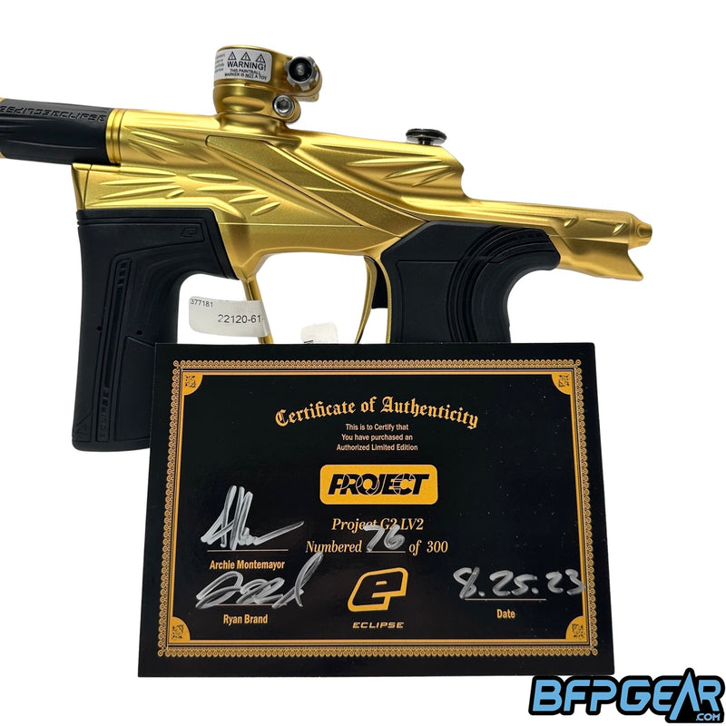 All Project paintball markers come with a certificate of authentication signed by Ryan Brand and Archie Montemayor.