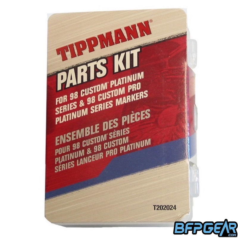 Tippmann 98 Custom parts kit packaging. Plastic container that has dividers for all the parts inside.
