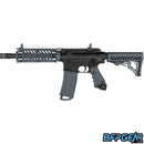 The Tippmann TMC Paintball marker in black and grey. This is the most affordable magazine fed paintball gun in the market.