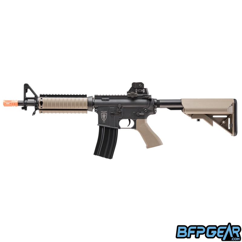 The Elite Force M4 CQB with Eyetrace unit in black and tan.