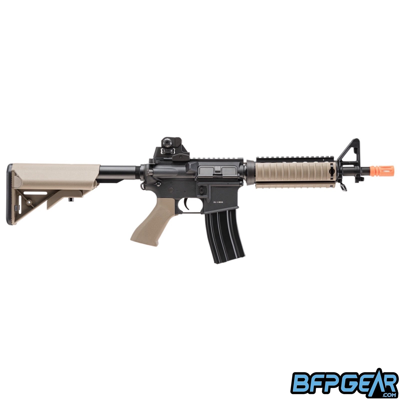 The Elite Force M4 CQB with Eyetrace unit in black and tan.
