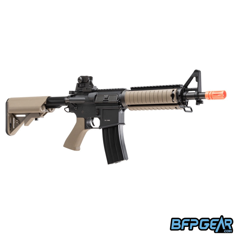 The Elite Force M4 CQB with Eyetrace unit in black and tan.