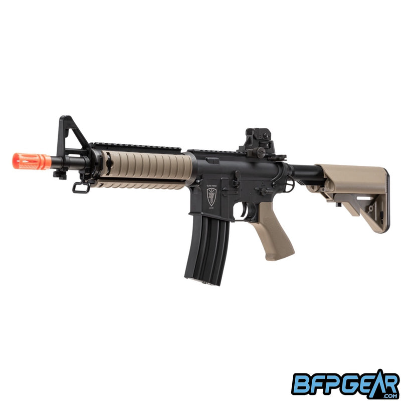 The Elite Force M4 CQB with Eyetrace unit in black and tan.