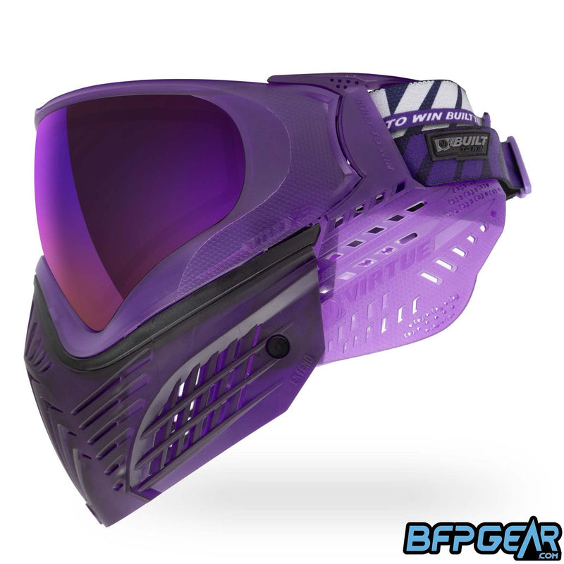 A custom color way of the Vio X6 Purple Storm goggle system. Extend purple faceplate and purple soft ears.