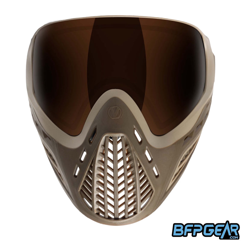 The Vio Ascend SE Doodoo FDE facing the front. This shows off the ventilation you get in front of the mouth.