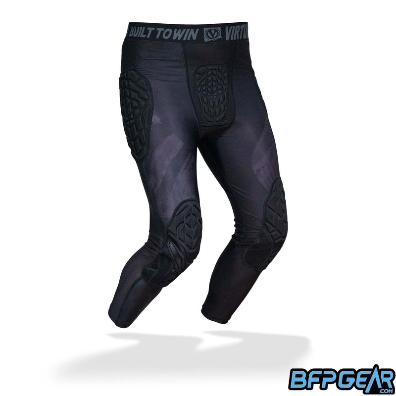 Front photo of the Virtue Breakout compression pants with the knees bent. This shows the flexibility of the low profile padding
