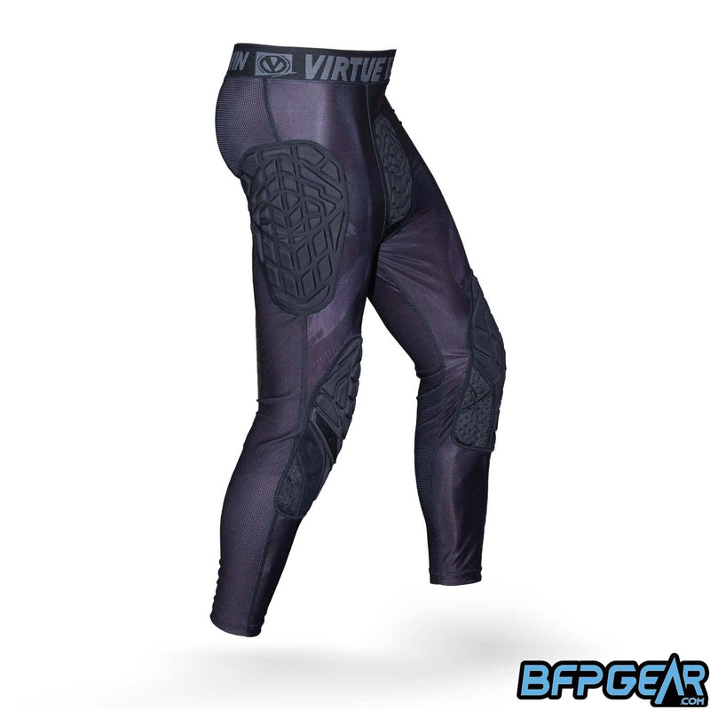 A side shot of the Virtue Breakout compression pants. Hip area is padded for hip slides.