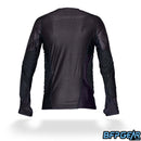 The backside of the Virtue compression top. Moisture wicking material keeps you dry.