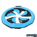 Angled view of the SF III Speed feed in cyan. Hinge locking lid and tool-less installation/removal have been brought back from the previous SF II speed feed.