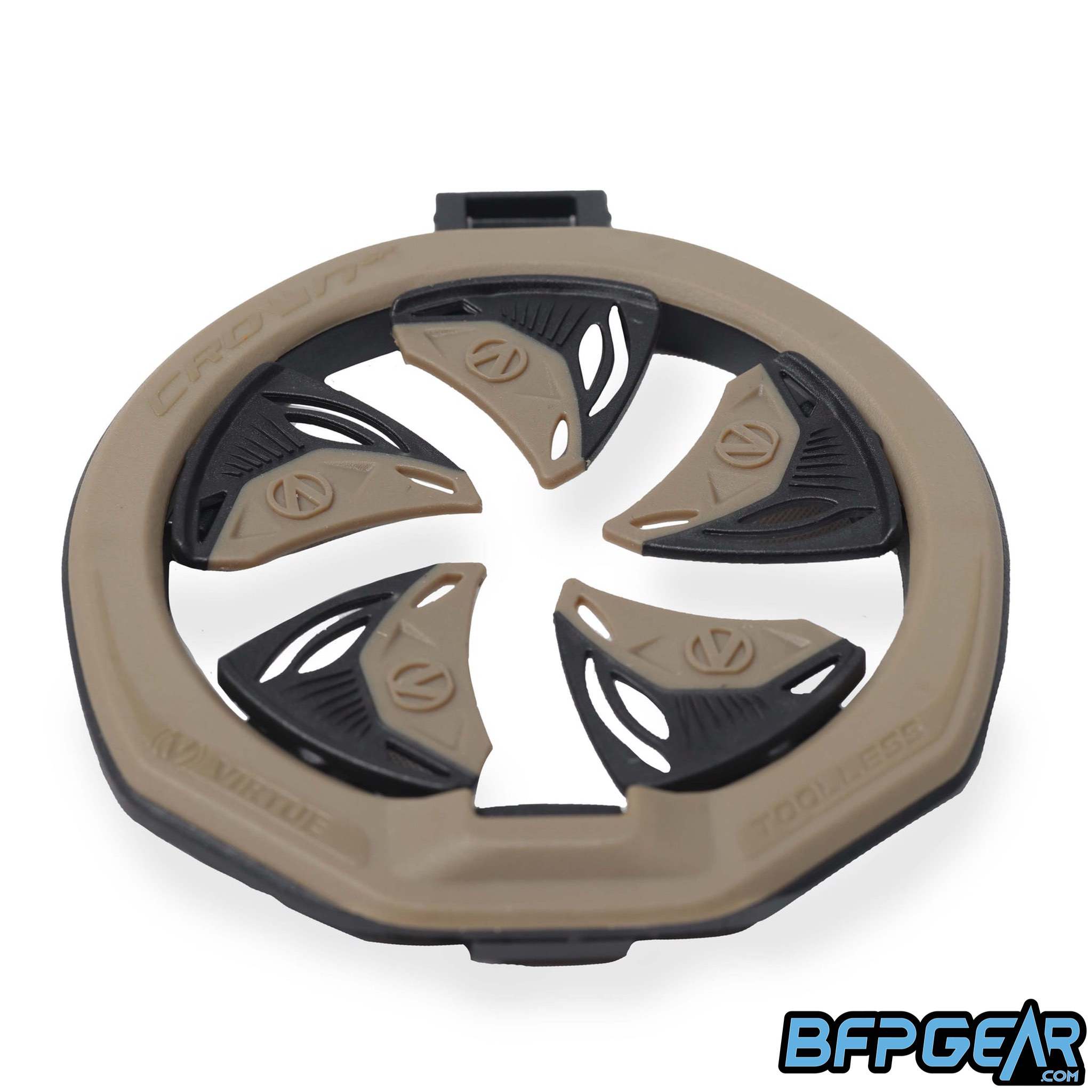 Angled view of the SF III Speed feed in Desert. Hinge locking lid and tool-less installation/removal have been brought back from the previous SF II speed feed.