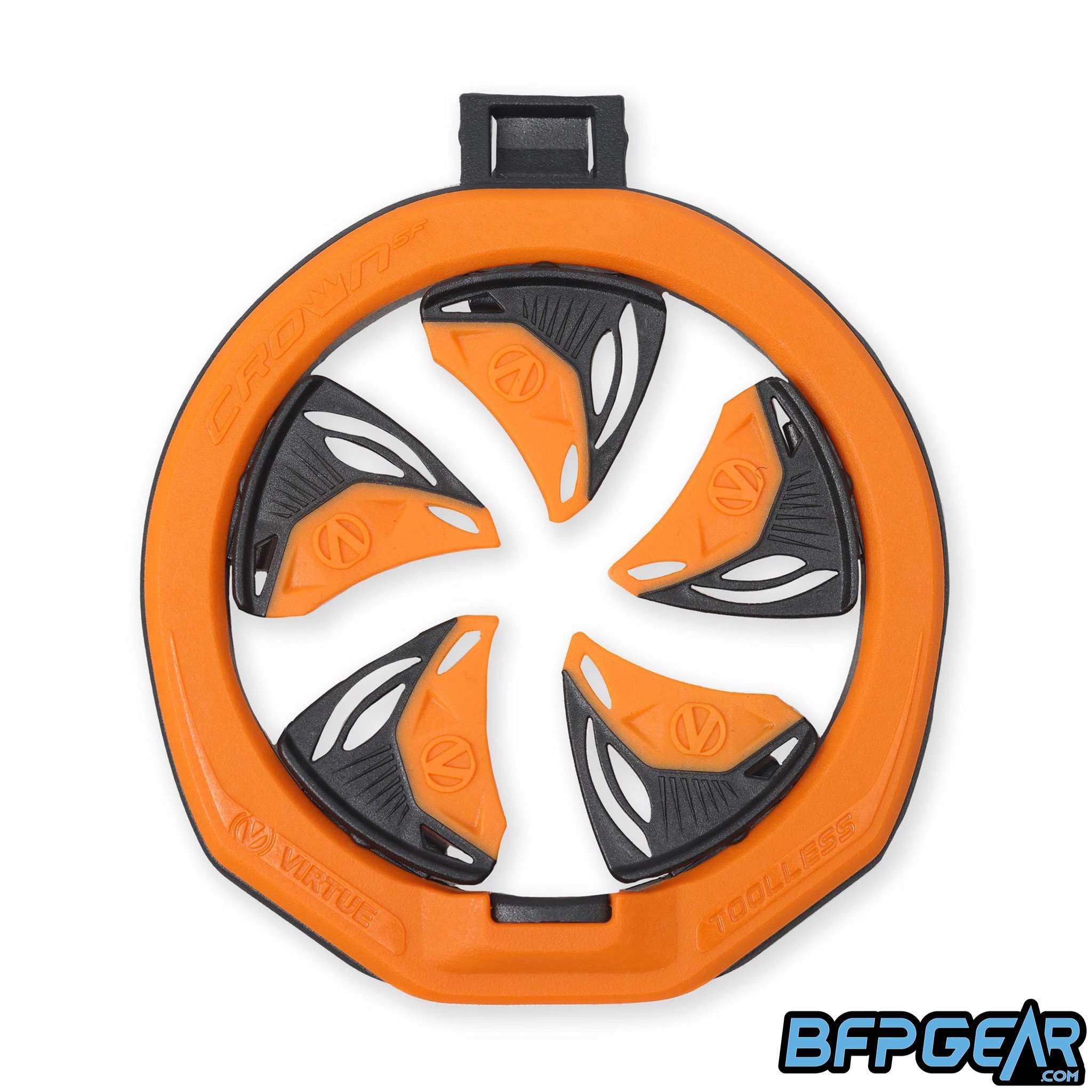 The Virtue SF III Speedfeed in orange. New rubber teeth help with better paint handling.