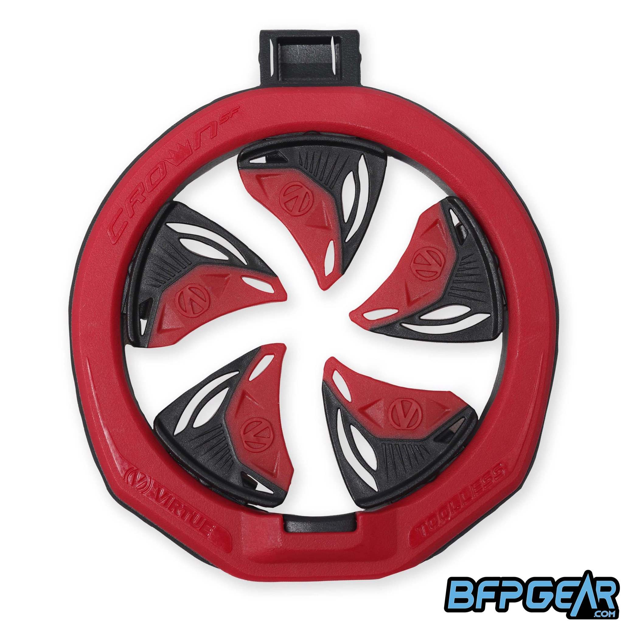 The Virtue SF III Speedfeed in red. New rubber teeth help with better paint handling.