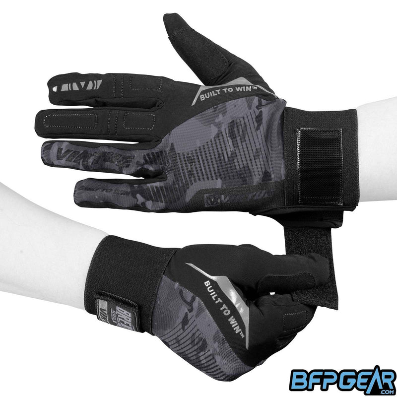 The Virtue Ripstop Full Finger glove in black camo