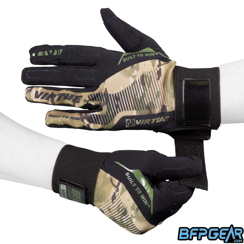 Virtue Ripstop Full finger gloves in camo.