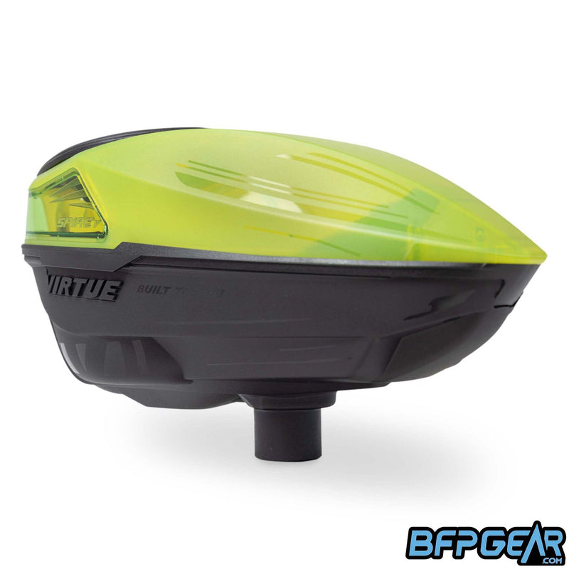 An angled front facing view of the Spire V loader. This shows off the angles and sleek design to help encourage bounces.