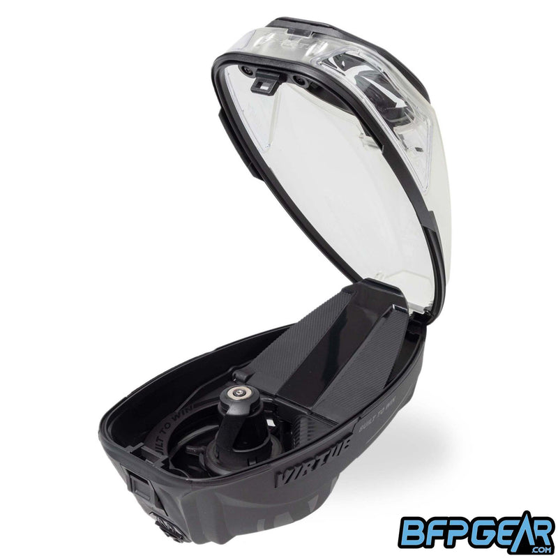 The Spire V Loader opened up to show the internal tray.