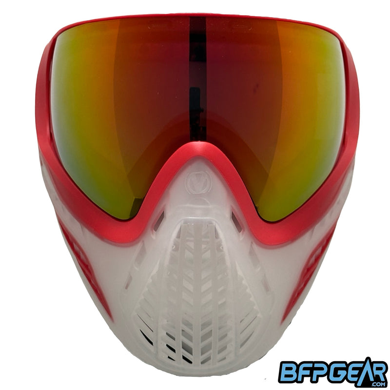 Front facing view of the Virtue CIO Ascend goggle in the crystal red color way.