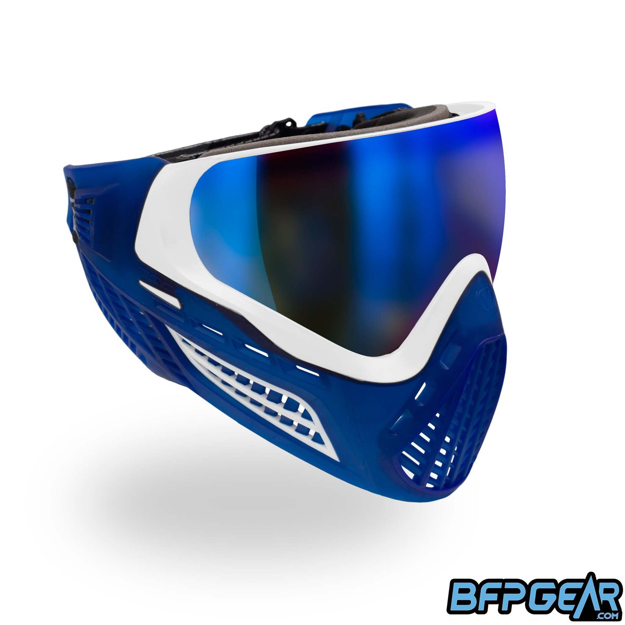 The Virtue VIO Ascend Paintball mask in the Crystal Ice White colorway.