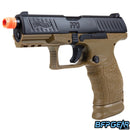 An angled view of the Walther PPQ Tac airsoft pistol.