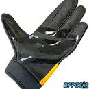 An up close view of the anti-slip material on the inside of the glove.