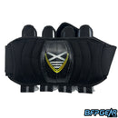 The XSV shield logo is the back pad on the JT Swift Harness. This back pad provides comfort to your lower back as you play, and helps prevent fatigue as you're diving and sliding.