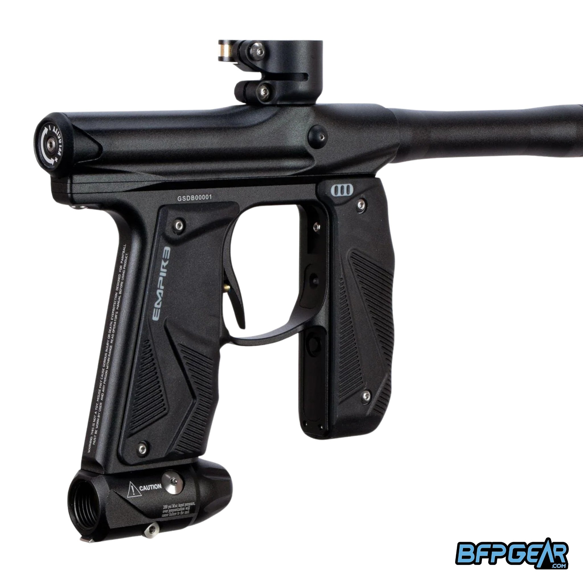 Empire Mini GS paintball marker dust black closed angled view