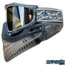 JT ProFlex LE ICE Stratus Smoke paintball goggle side profile showing smoke gray flexible lower frame clear lens and Stratus strap.