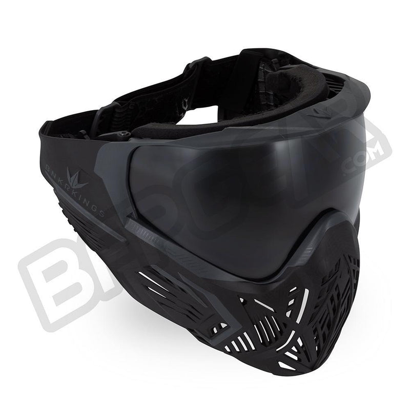 An angled top-down view of the CMD goggle. Shows the foam and mini visor well. Triple layered foam means maximum comfort and the built in mini visor helps keep the sun out of your eyes while playing.