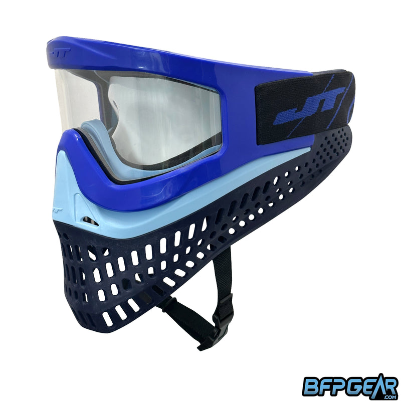 Custom build of the Proflex X goggle. Blue frame with the light blue face plate and dark blue flex skirt.