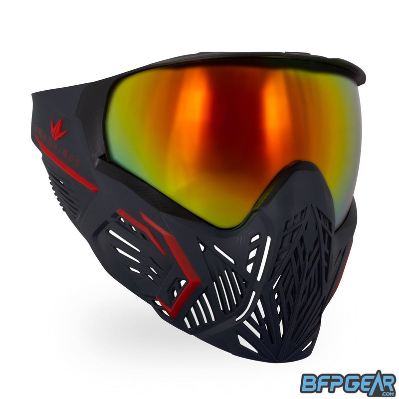 The Command goggle, or CMD for short, in Black Demon. All black goggles with red accents and a red mirrored HDR lens.