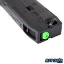 Pictured here is the green piston that pushes the paintball from the magazine into your marker.