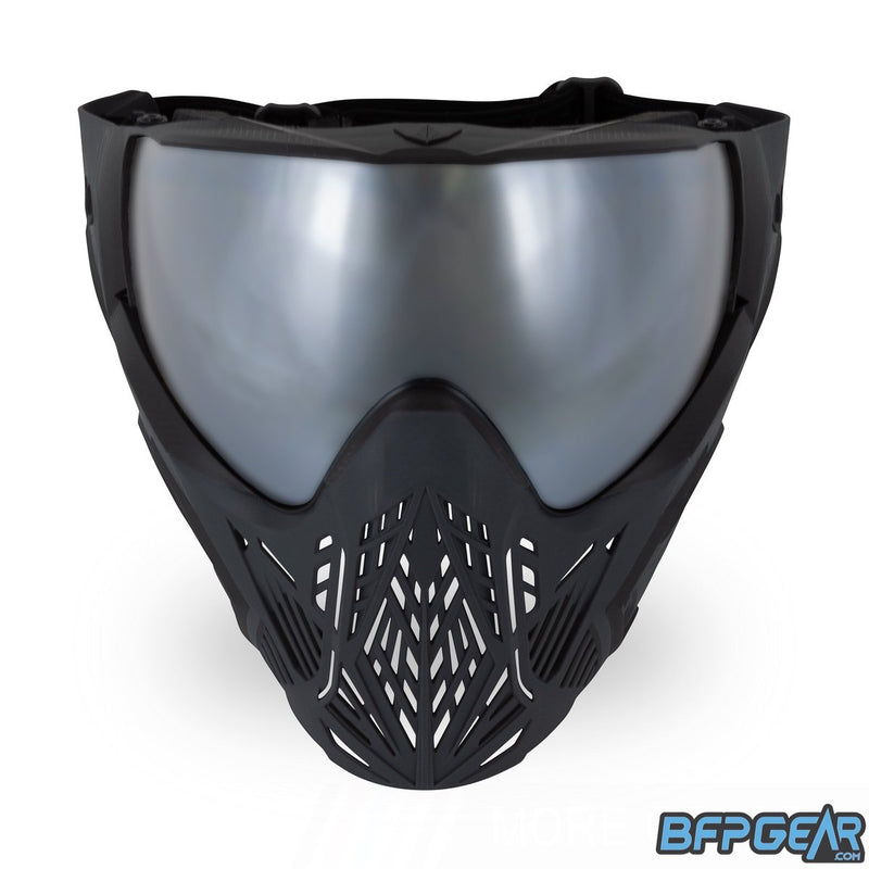 Front facing view of the CMD goggle. Tons of ventilation in the mouth area, preventing echo, and high breathability.