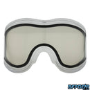 Thermal dual-pane Vents lens for paintball goggles, anti-fog, UV-blocking, tool-free replacement, fits e-Flex, E’Vent, Avatar, and Helix. Color of the lens is clear.