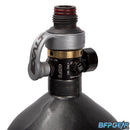 The Exalt fill nipple in silver, installed on a regulator.