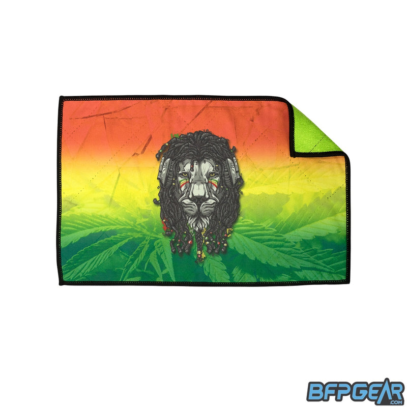 The Exalt Microfiber Player cloth in the Rasta style.