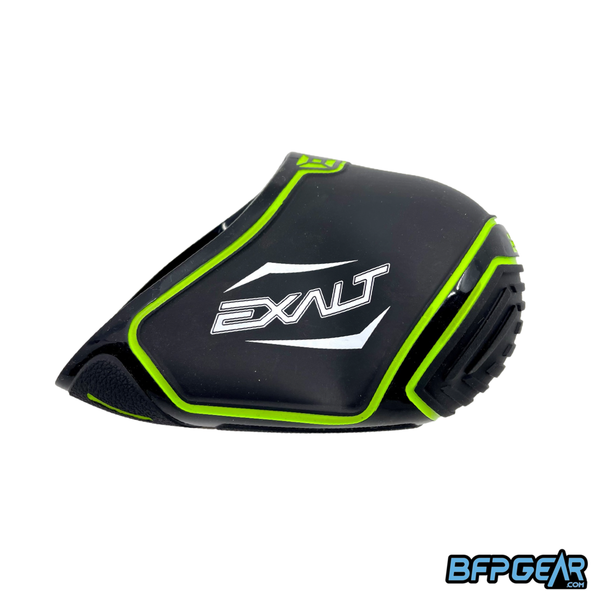The Exalt Tank cover for 48ci air tanks in the black lime white color way.