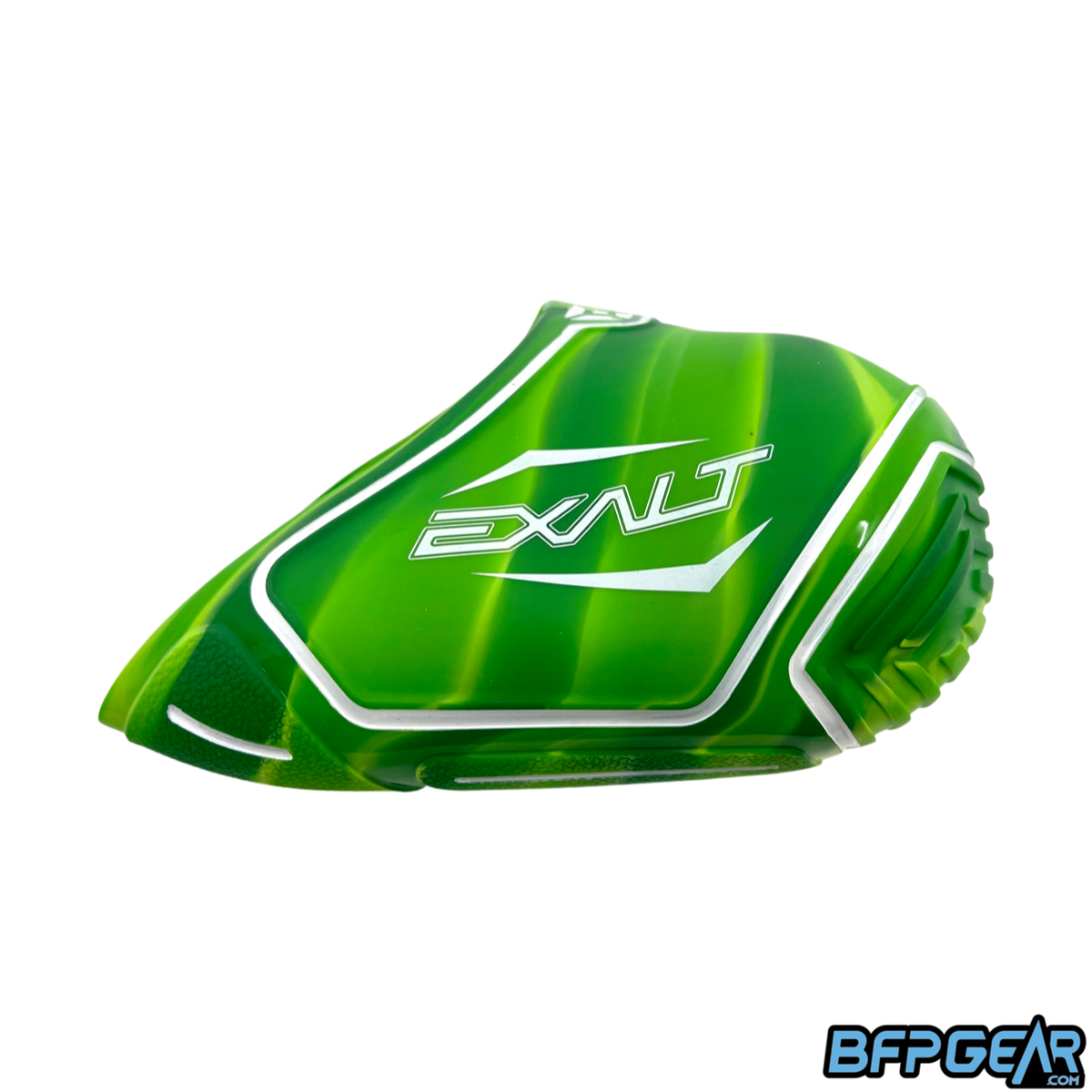 The Exalt Tank cover for 48ci air tanks in the lime swirl color way.