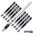 8 black inserts and the Fossil barrel are shown. The Fossil barrel has a unique pattern, the back of the barrel has been milled to look and feel like scales half way the barrel. The front of the barrel has linear porting, both holes and slits. The barrel is all dust silver.