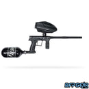 The HK Army Etha 3 Shrapnel kit. HSTL 68ci air tank in black, HK Army Sonic loader, and the Shrapnel Etha 3. The Shrapnel body on the Etha 3 looks like brushed metal.