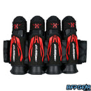 The HK Army Zero G 2.0 Pod pack shown in black and red. Four main ejector sleeves with 3 pod sleeves in between and 4 pod sleeves on the sides.