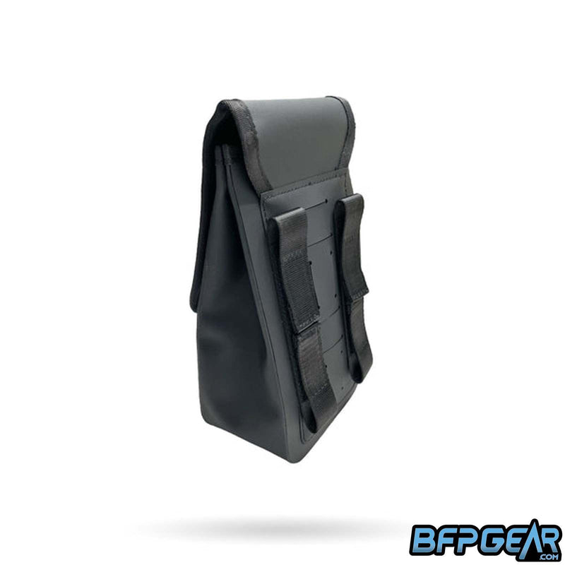 Backside photo of the Infamous MOD MP Pouch. MOLLE Straps are on the pouch to allow you to attach the pouch to any bag or luggage with MOLLE.