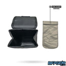 The signal blocker pouch is removable, no need to use velcro or magnets. The pouch simple slides out from the top.