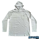 The Infamous Lightweight hoodie in fog grey. Thin material that is weather resistant, soft, and very comfortable. 