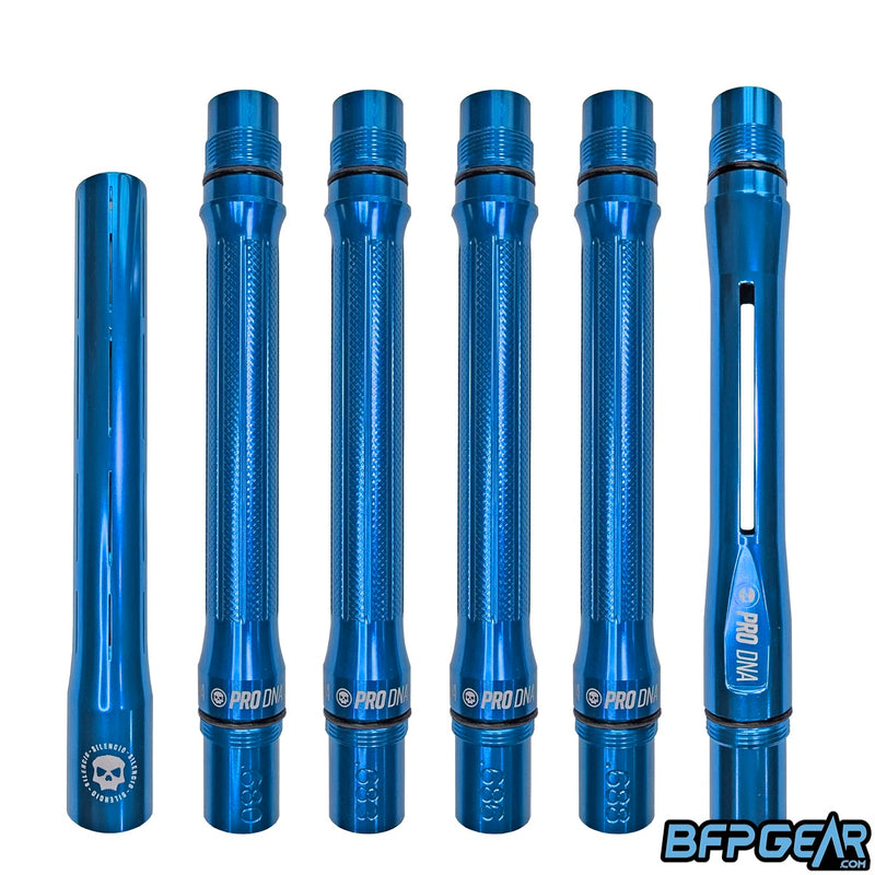 Gloss Blue PRO DNA Silencio Full Barrel Kit showing barrel backs with sizing and tip.