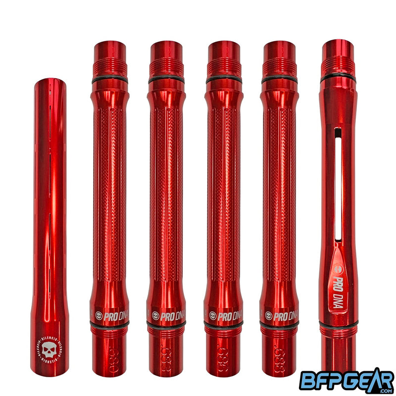 Gloss Red PRO DNA Silencio Full Barrel Kit showing barrel backs with sizing and tip.