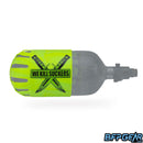 Knuckle Butt tank cover in WKS Knife Lime. Bright green with two black knives in an X. Over the knives is black text that reads We Kill Suckers