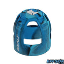 The Exalt Tank Grip in blue swirl. The pattern is a mix of blue, teal, and black in a swirl pattern. The top of the tank grip has Exalt's insignia on it.