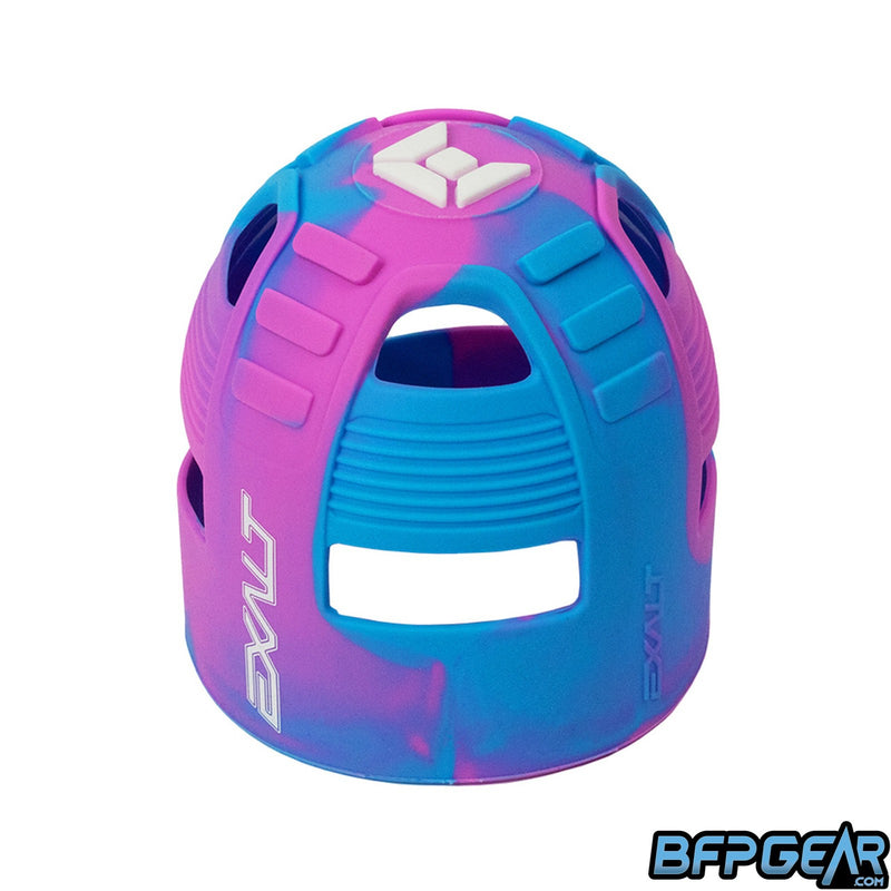 The Exalt Tank Grip in Cotton Candy. The pattern is a mix of teal and pink in a swirl pattern. The top of the tank grip has Exalt's insignia on it.