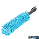 A photo of the HK Army pod swab in blue. The fuzzy microfiber end is blue, and the handle is dark grey with a black spray cap.